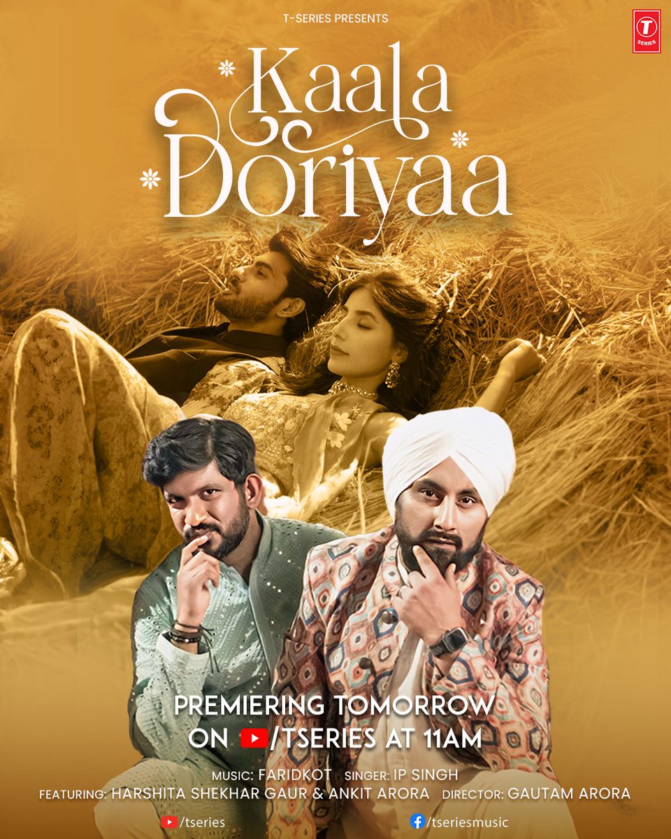Let the Punjabi beats of #KaalaDoriyaa set the mood for love.  🎶❤️✨

Premiering Tomorrow 
bit.ly/KaalaDoriyaa

#tseries  @faridkotmusic @IPSinghSings #RajarshiSanyal @harshitagaur12 #AnkitArora #GautamArora