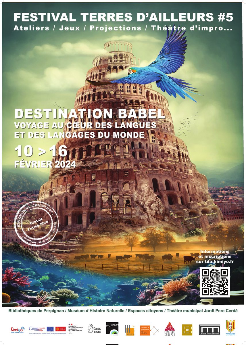 Kimiyo (@kimiyo_asso) on Twitter photo Le #festival #TerresDailleurs revient dans 1 mois a #Perpignan
Destination Babel : ateliers, projections, rencontres, jeux au coeur des #langues et #langages du monde !
<a href="/MairiePerpignan/">Ville de Perpignan</a>
<a href="/Deliresdencre/">Délires d'encre</a> <a href="/museumtoulouse/">Muséum de Toulouse</a> Le #festival #TerresDailleurs revient dans 1 mois a #Perpignan
Destination Babel : ateliers, projections, rencontres, jeux au coeur des #langues et #langages du monde !
<a href="/MairiePerpignan/">Ville de Perpignan</a>
<a href="/Deliresdencre/">Délires d'encre</a> <a href="/museumtoulouse/">Muséum de Toulouse</a>