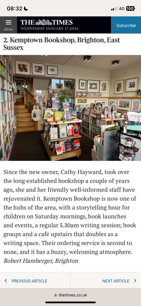 We are thrilled to have been included in The Times top 12 independent bookshops. Many thanks to our customer (and local author) Robert Hamberger for this write-up and for all our readers for your ongoing support. #indiebookshop #books #bookshop