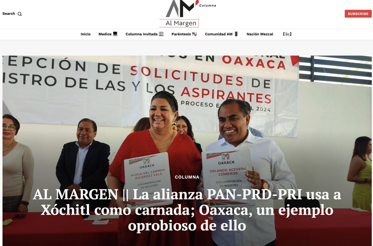 columnaalmargen's tweet photo. AL MARGEN || La alianza PAN-PRD-PRI usa a @XochitlGalvez  como carnada; #Oaxaca, un ejemplo oprobioso de ello.

La columna de Adrián Ortiz Romero @ortizromeroc

@PRIOaxaca_ @CarmelitaRicdzV @OR_AC @_AvilesAlvarez 

https://t.co/dSOcYmyTlr https://t.co/unaSmK42Wo