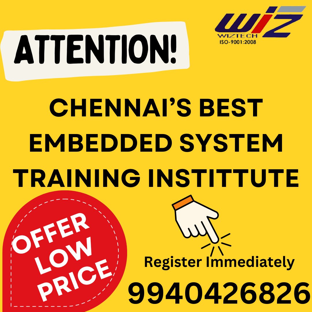 EMBEDDED_WIZ's tweet image. CHENNAI&apos;S BEST EMBEDDED SYSTEM TRAINING INSTITUTE 

Contact 9940426826 and Register Immediately

#pythontraining #ctraining #pictraining #arduinotraining #avrtraining #armtraining #raspberrypitraining #stmtraining #EmbeddedProgramming #embeddedsystems #embeddedctraining