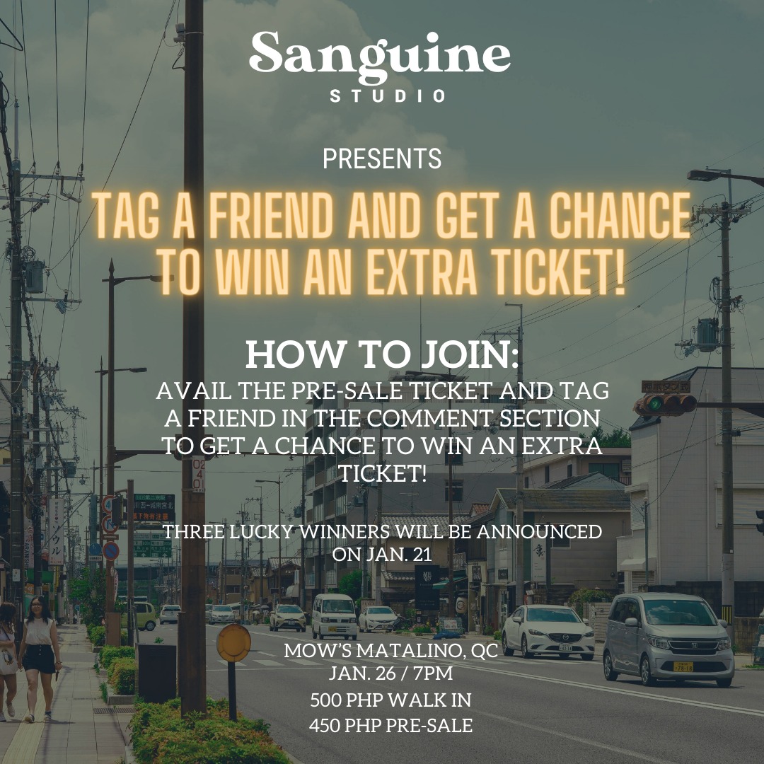 Come and join us on our first gig in 2024! Grab the presale ticket, tag a friend and get a chance to win extra ticket.

Featuring performances by:
<a href="/thebandshirley/">Ang Bandang Shirley</a> 
<a href="/AutotelicMusic/">Autotelic</a> 
<a href="/sflowerstation/">Sunflower Station</a> 
<a href="/_keyskd/">Keyskd</a> 
<a href="/jetcoasterph/">Jetcoaster</a> 
<a href="/franzandfrancis/">franz&francis</a> 

Pre-sale tix:
forms.gle/4wMpF2M5Ht6QRf…