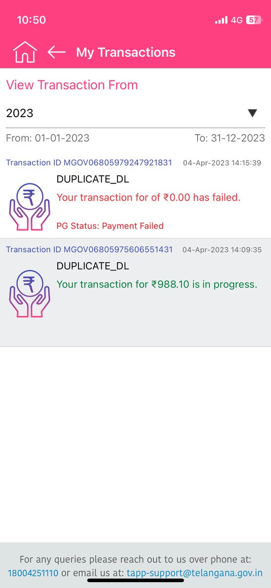 pjshata's tweet photo. @TappfolioS : I had requested for a duplicate DL in April’23. I paid 988 for the service. It’s been almost a year and I still haven’t received my DL. Please look into it or refund my amount. #TAPPFOLIO#TELANGANAGOVERNTMENT https://t.co/k8fqAjhgAt