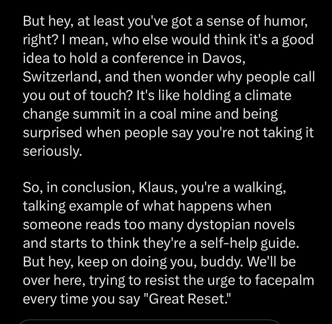 elonmusk's tweet image. Grok roasts Klaus Schwab at WEF