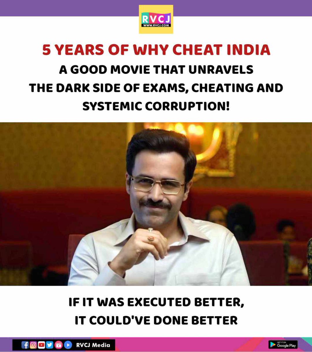 rvcjmovies's tweet photo. 5 years of Why Cheat India
#whycheatindia #emraanhashmi @emraanhashmi https://t.co/sJXqg14IOL