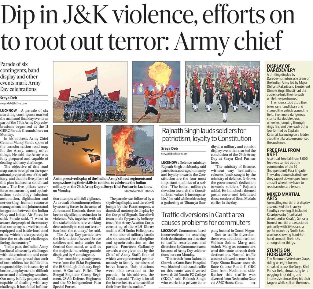 sreya_96's tweet photo. 76th Army Day at Central Command, Lucknow. A stunning display of skill, discipline, and patriotism.
Photos by @deepakguptaoff2 

@htTweets https://t.co/ISJxS58Pnv