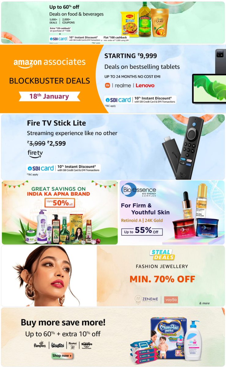 OffersZones's tweet photo. Deals on bestselling tablets
Starting Rs 9,999
-Up to 24 months No Cost EMI
-Get 10% Instant Discount with SBI Credit Card &amp; EMI Transaction
-T&amp;C Apply
SHOP NOW :- https://t.co/1F6WAS72wc

#Deal #DealorNoDealZA #Deals #offers #offer #Offer_of_the_day https://t.co/slQNKS7zNS