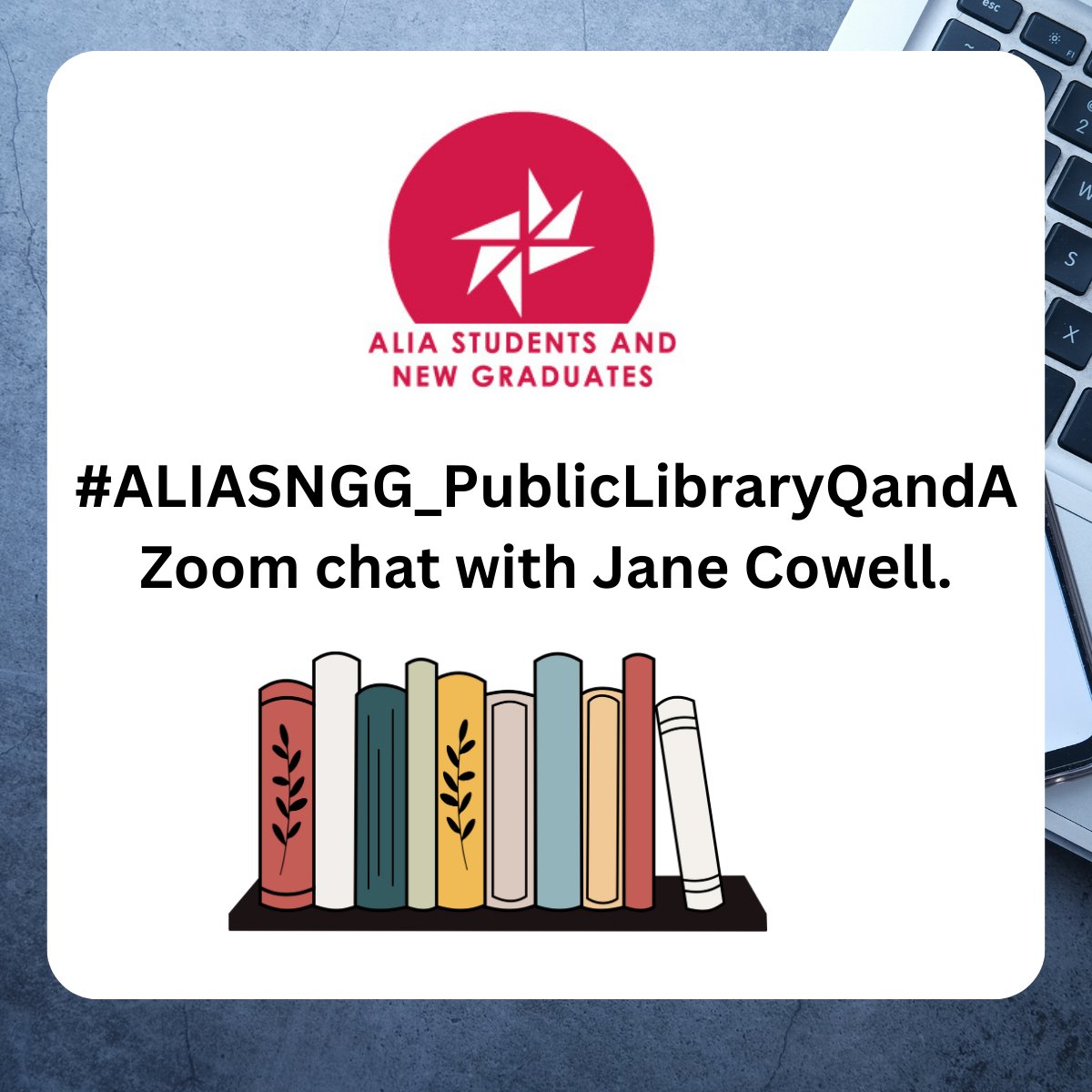 Student, graduate &amp; early-career professionals ALIA Members &amp; non-members join our 
#ALIASNGG_PublicLibraryQandA Zoom with <a href="/janecowell8/">Jane Cowell AALIA (DCP) Public Library</a> from @YarraPlentyLib 🗓️📚

Date: Monday, 29 January
Time: 1 -2 pm (AEDT)
RSVP Registration Date: 29 January.
 
 alia.org.au/EventDetail?Ev…