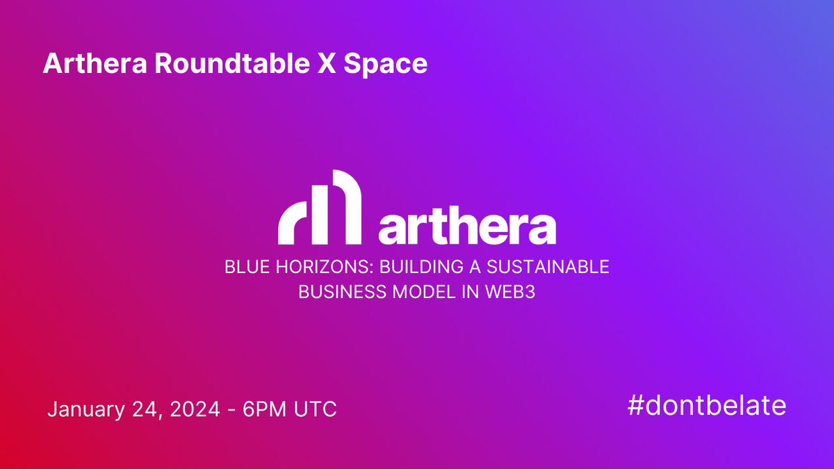 It might be a week away...so that means click on reminder and/or add it to your diary!

Topic - Blue Horizons: Building a Sustainable Business Model in Web3 - dSaaS time
When - Wed, 24 January 2024
Where - x.com/i/spaces/1rmxP…
Guests - Yes! Tagged in the image 🥰

#dontbelate