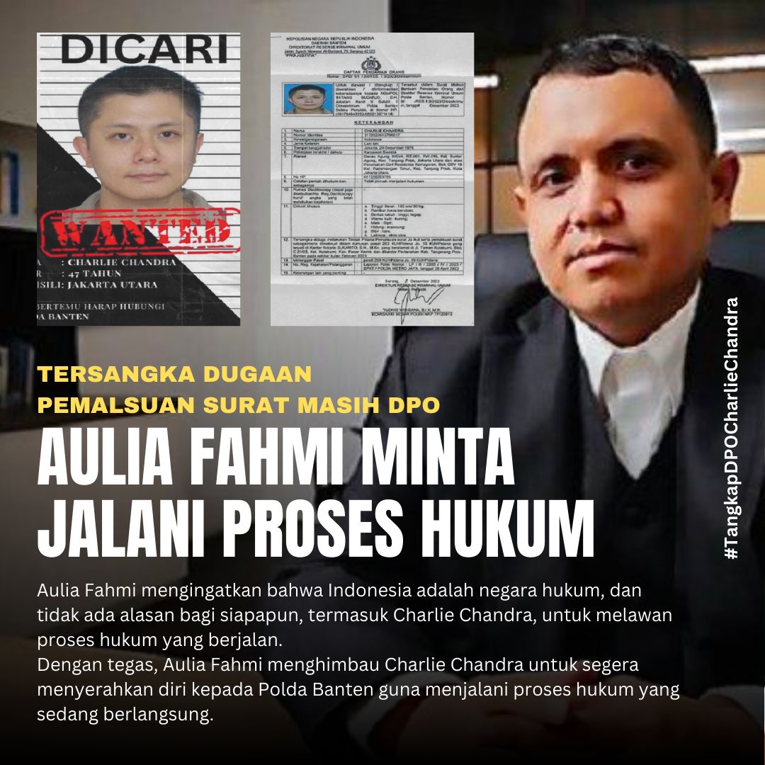 DPO Charlie Chandra tersangka dugaan pemalsuan surat tanah sampai saat ini masih belum meyerahkan diri. Ditunggu ketegasan @DivHumas_Polri agar segera menangkap pelaku dan bisa memberikan keadilan kepada korbannya 🙏 #TangkapDPOCharlieChandra