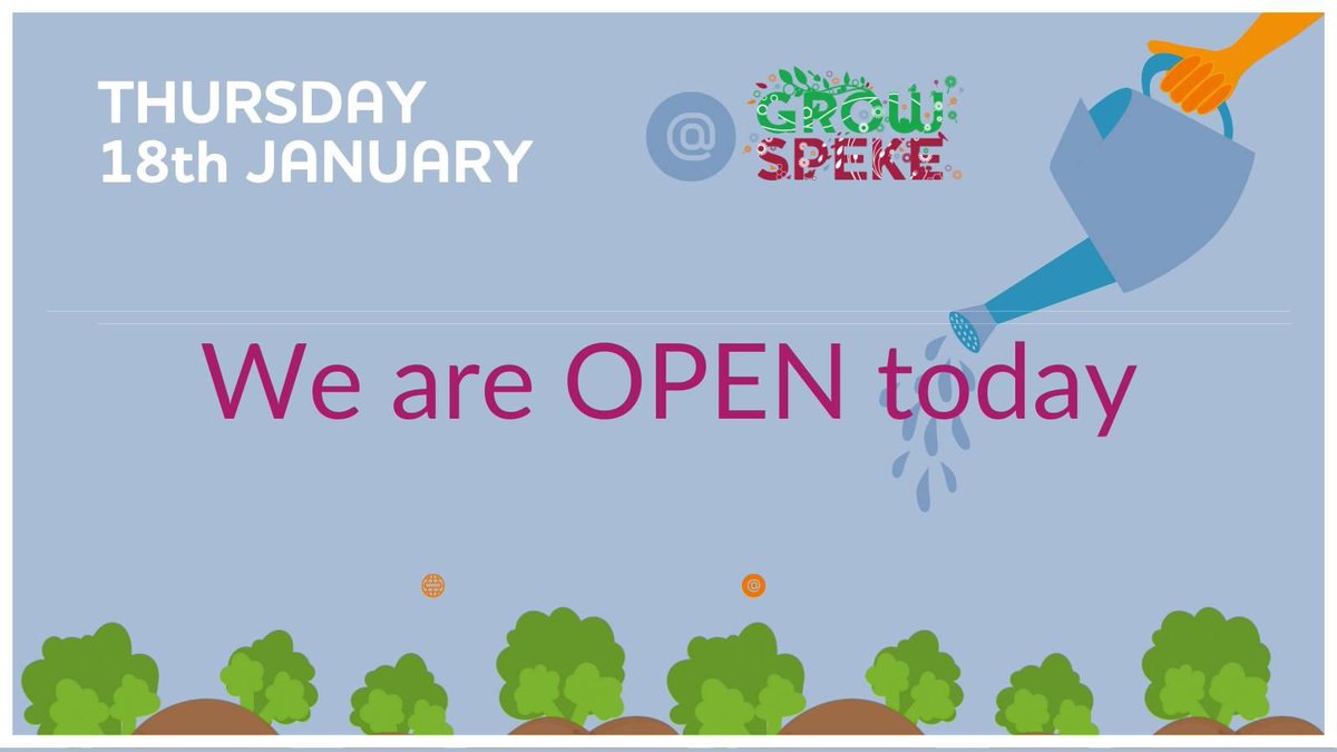 Delighted to tell you that we are open as normal today. Despite its best efforts, the weather hasn't beaten us! We'll be doing mulching and weeding, with our Horticulture Course running from 12pm-1pm with @CroxtethCampus