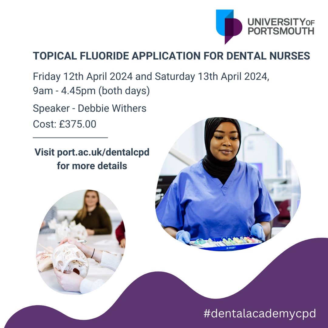 Bookings are open for our Topical Fluoride Application course for registered Dental Nurses. This two day practical course will enable delegates to provide effective fluoride varnish application within a community-based programme and/or on prescription from a dentist.