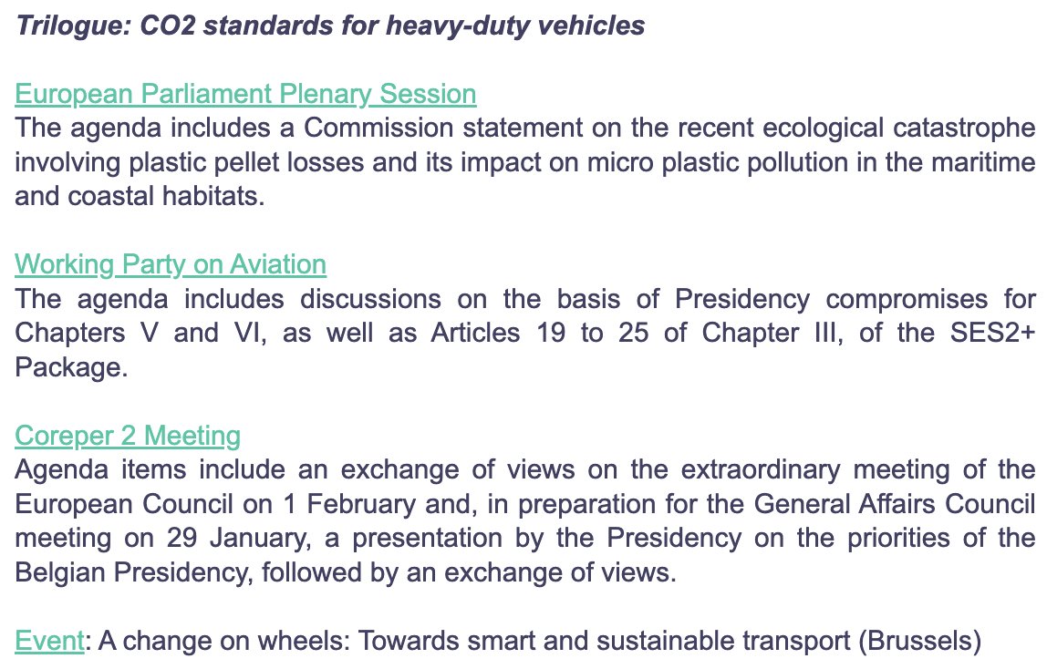 📆 Today in EU #TransportPolicy 👇

#TRILOGUE: CO2 standards for HDVs 🚚💨

WP on #Aviation: Presidency compromises on #SES2+

#SingleEuropeanSky #HeavyDutyVehicles #HDVRegulation
🇪🇺 🇪🇺