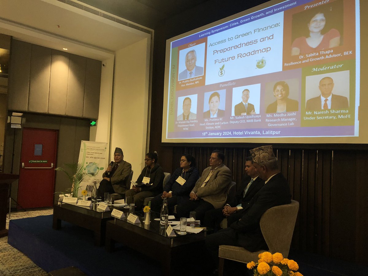 SudridhNURP's tweet image. Mr. Prabhu Budhathoki (Hon. Member, NPC) hopes for diligence from all governments regarding #accessing green finance. He also mentions climate change &amp;amp; inclusion should be #mainstreamed in all plans and policies. He stresses importance of inter-agency collaboration. @UKinNepal