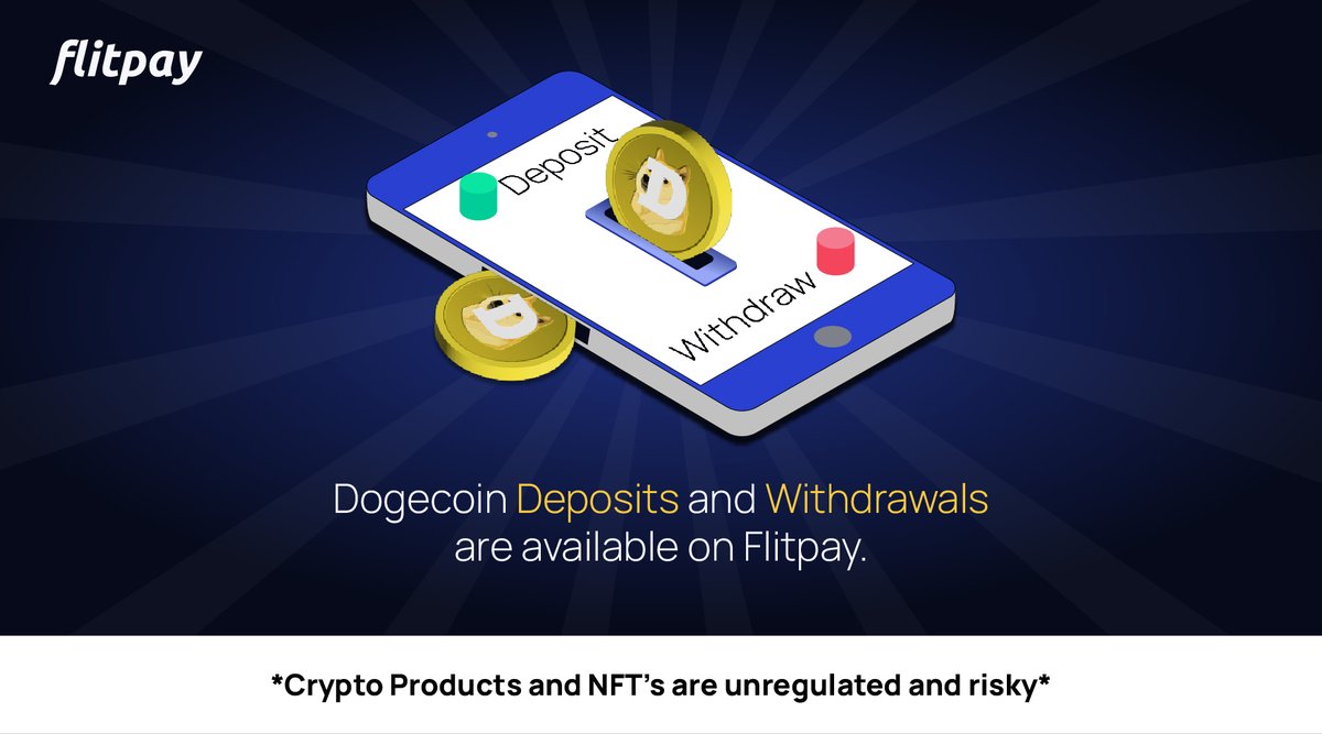 $DOGE deposits and withdrawals are available in India on Flitpay.

Deposit now to earn 1% Assured Bonus and reclaim your deposit fees.

1.  Repost this post 
2. Tag your friends
and 10 lucky winners will stand a chance to win 20 $DOGE each.

#dogecoin #deposits #withdrawals
