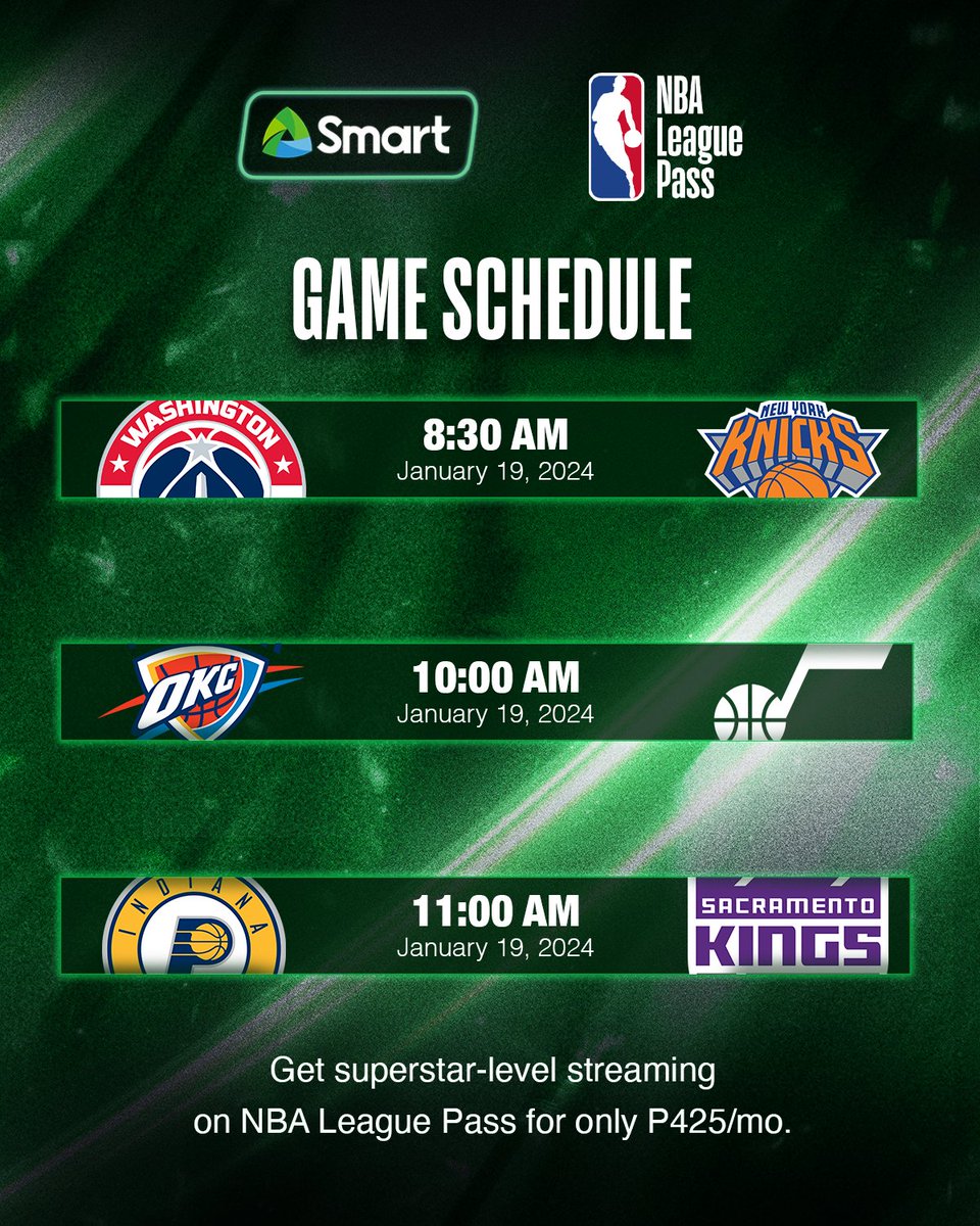Friday ball coming up! ⛹🏽‍♂️ Catch the games live and on-demand with NBA League Pass, only P425 when you subscribe with your Smart Prepaid load or Smart Postpaid bill. #NBAonSmart Know more at smrt.ph/tw.nbalp