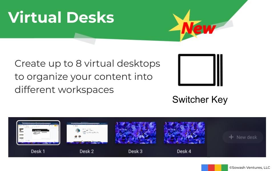 jrsowash's tweet photo. I asked teachers to help me make a list of "sneaky" things that students do on their #Chromebook. Hiding tabs using virtual desks or tab groups was a common concern.

Solution: Use the "switcher" key to see everything a student has open.

#GoogleEDU #TeacherTips https://t.co/ynNSzG0I26