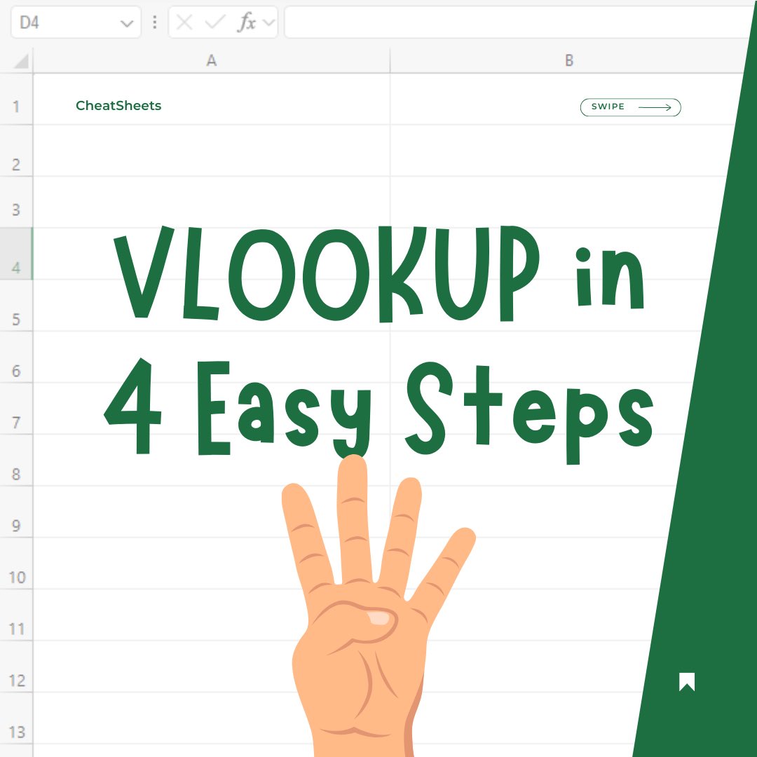 The_CheatSheets's tweet image. How to VLOOKUP in 4 Easy Steps‼️ #excel 🧵