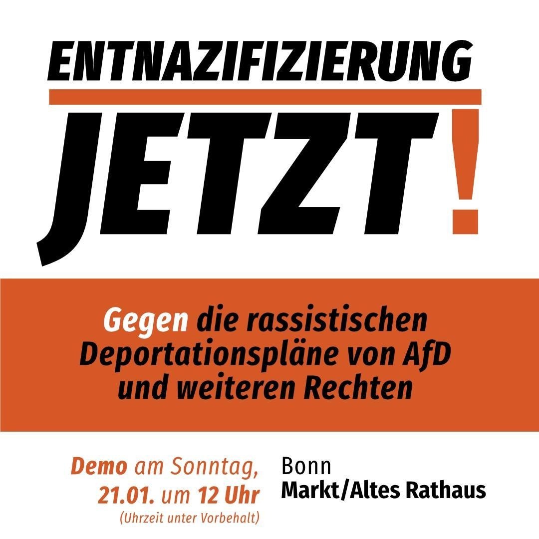 Am Sonntag in Bonn gibt es zwei Demos gegen Rassismus und Menschenfeindlichkeit. Am besten geht ihr einfach direkt zu beiden. Wir freuen uns, euch dort zu sehen!