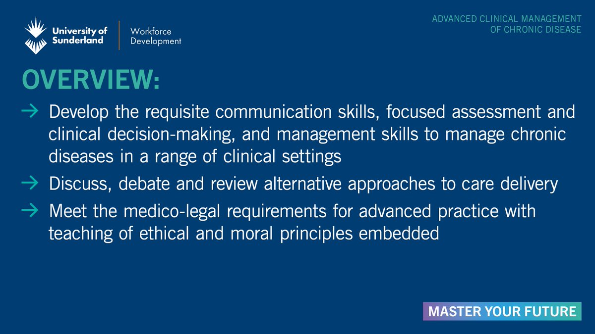 CaPE Sunderland (@uos_cape) on Twitter photo The Advanced Clinical Management of Chronic Disease course begins 27 February 24, and you can still secure your space.
Book now: cape@sunderland.ac.uk
Further information: buff.ly/3GRdYz8 The Advanced Clinical Management of Chronic Disease course begins 27 February 24, and you can still secure your space.
Book now: cape@sunderland.ac.uk
Further information: buff.ly/3GRdYz8
