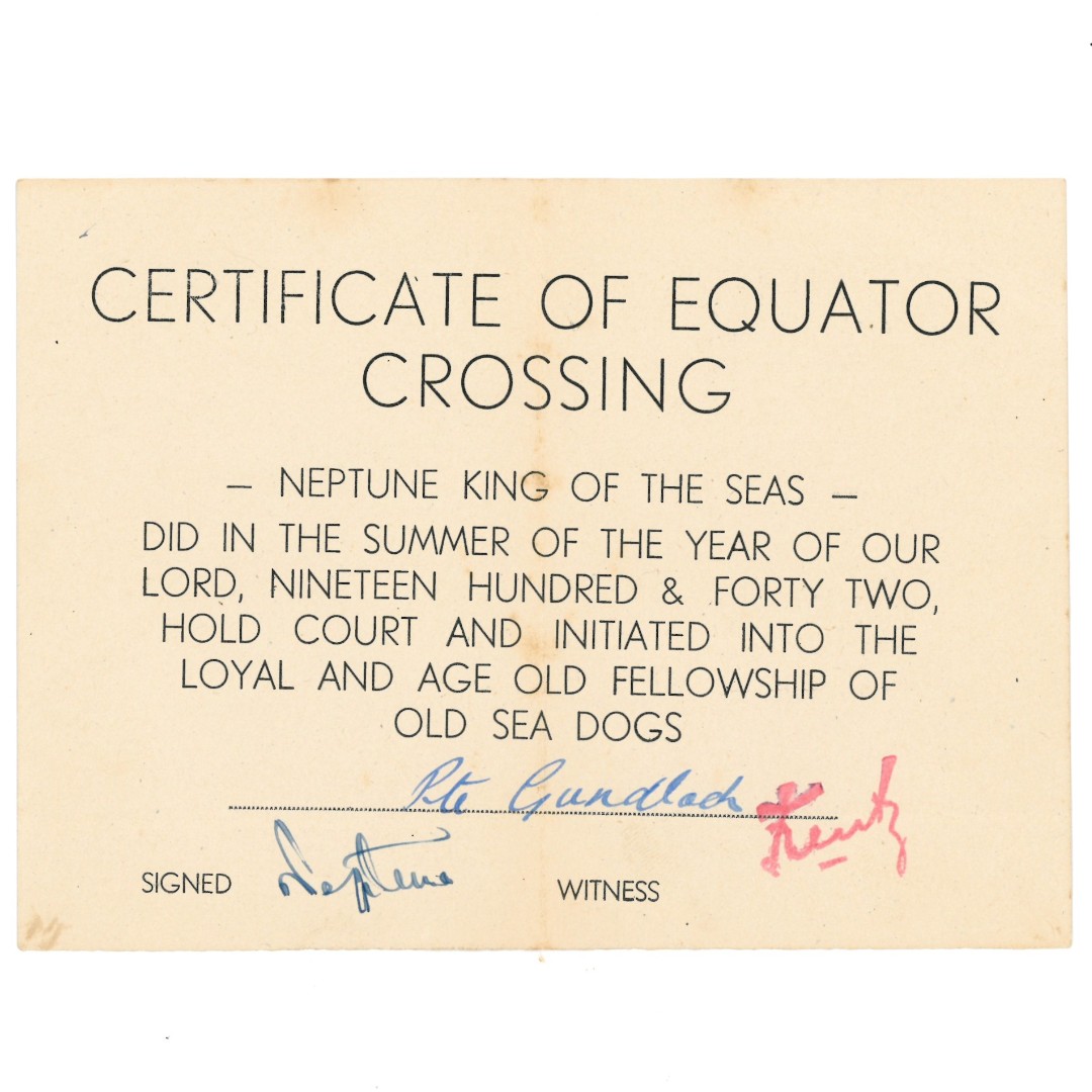 This certificate, signed by none other than King Neptune, was awarded to The Black Watch soldier Kenneth Robert Gundlach as part of a ‘line-crossing ceremony’ – an initiation rite for sailors crossing the equator for the first time.

#history #WWII #TheBlackWatch #bwmuseum