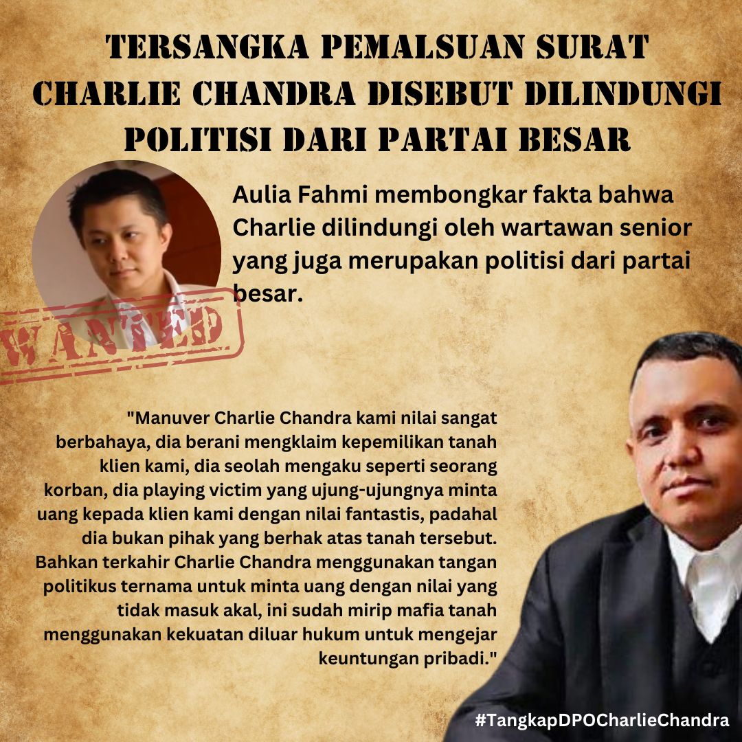 Amore4160's tweet photo. Apakah Charlie Chandra benar dilindungi oleh oknum/lembaga tertentu?
@DivHumas_Polri 
#TangkapDPOCharlieChandra https://t.co/QlsBTjYOAD