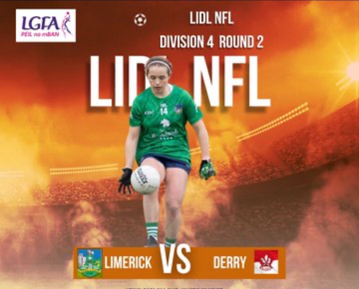 Limerick Ladies senior Football will take on Derry in Round 2 of the Lidl National Football League on this Saturday 20th January at 7pm in Doon GAA Club