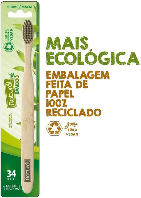 Natural Suavetex Escova Natural Bamboo 34 Tufos Cerdas Macias Suavetex