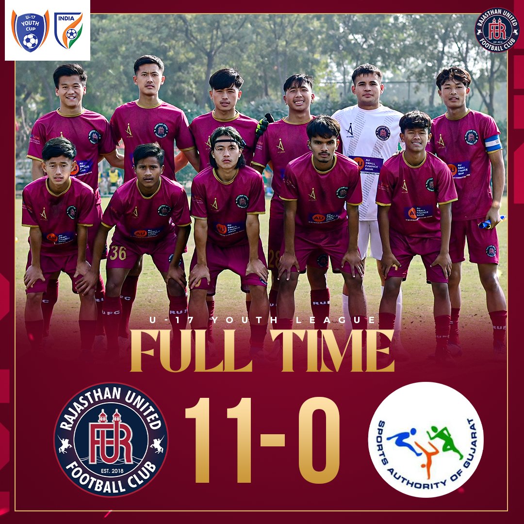 A big W for us. ❤️ An important outing for us as we won by 11-0 against SAI Gujrat in the U-17 Youth Cup. 🙌💪 #RajasthanUnitedFC #Rufc #AbKhelegaRajasthan