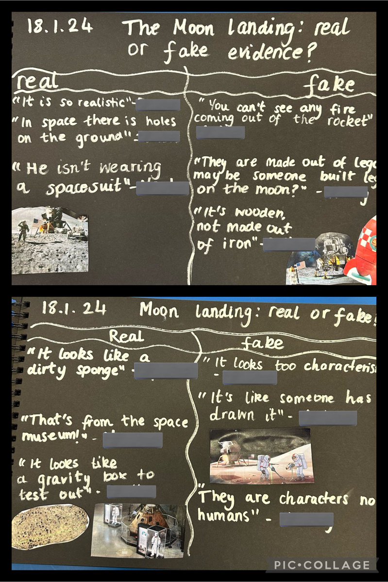 As part of our new topic, ‘The Moon Landing’ P2B have been studying evidence and deciding how we know what’s real or fake. Lots of great discussion about what makes evidence reliable recorded in our floor-book! 🌕#KPCares #Success