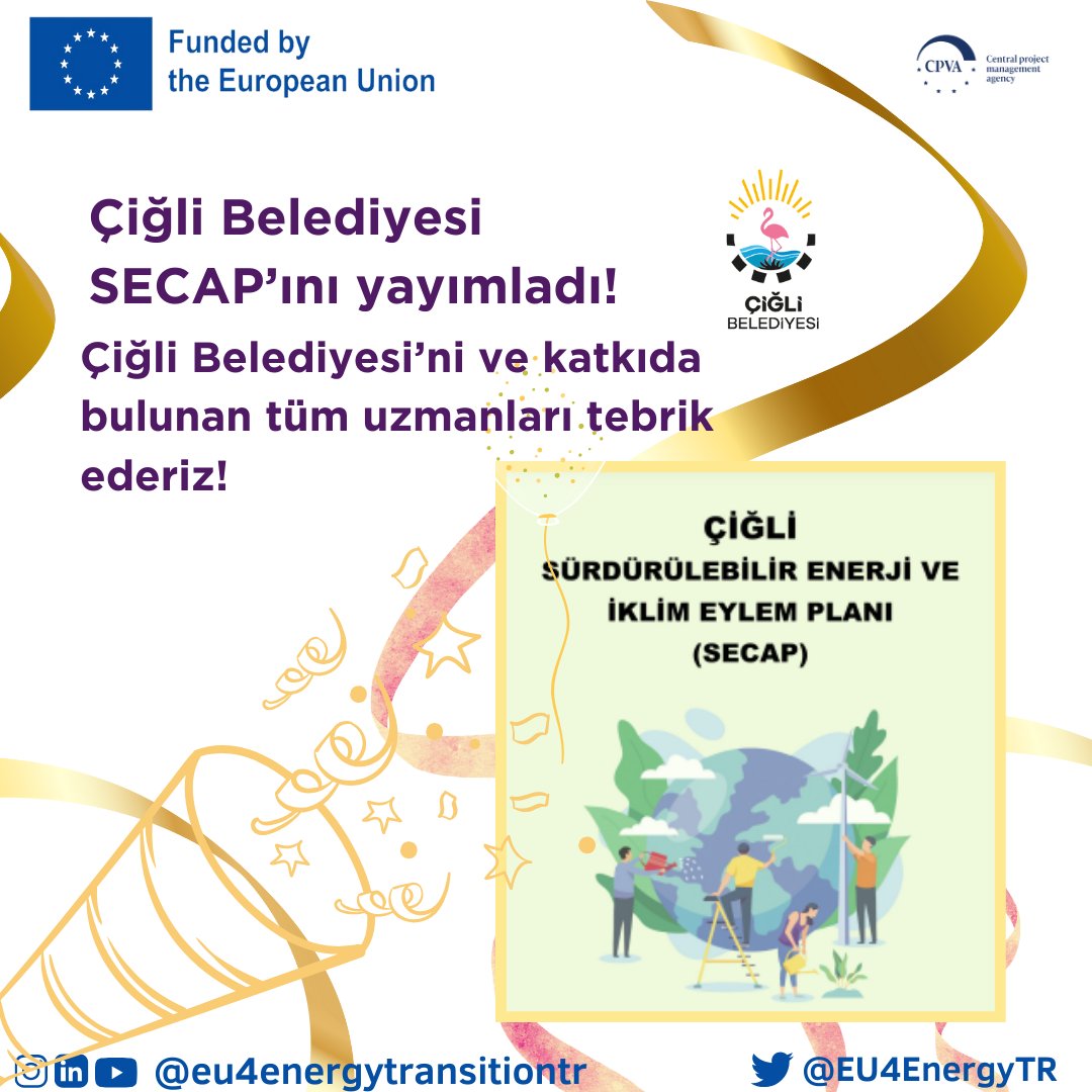 🌿 #EU4ETTR Projesi'nin en başarılı gözlemci belediyelerinden biri olan Çiğli Belediyesi, Sürdürülebilir Enerji ve İklim Eylem Planı'nı (#SECAP) yayımladığını duyurdu! <a href="/ciglibelediyesi/">Çiğli Belediyesi</a> 
📑🌱 iklim.cigli.bel.tr/cigli_secap.pdf