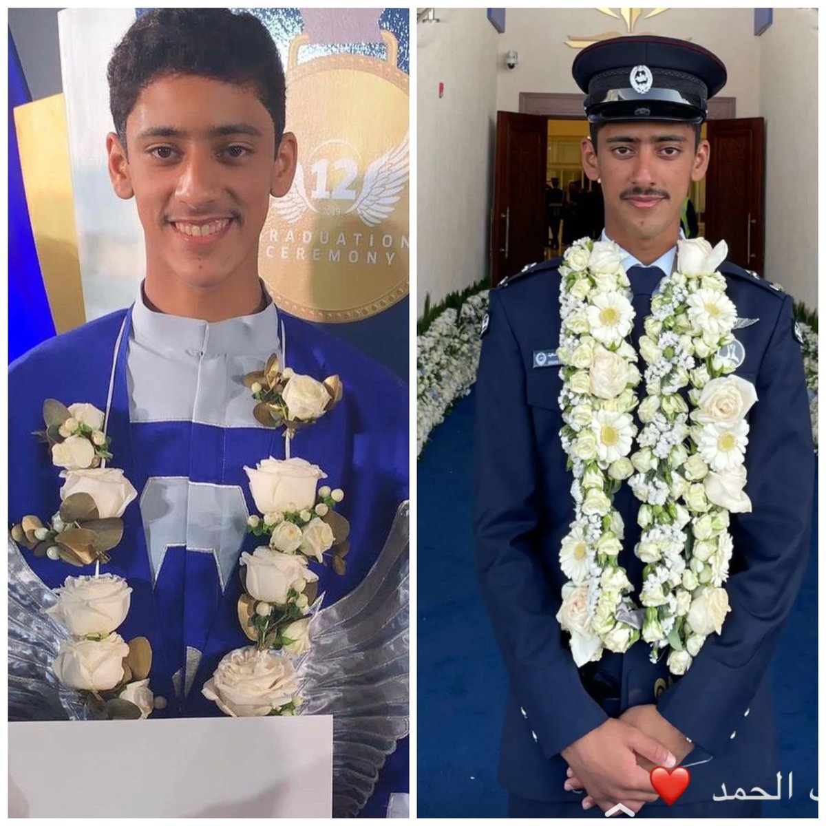 الفرق مابين الصورتين اربع سنوات كان فيها الكثير من الجهد والتعب تكلل بتوفيق من الله عز وجل بتخرج ابني ابراهيم من كلية الشرطة بتخصص قانون وعلوم شرطية برتبة ملازم الف مبروك لك ولزملاءك ونفع الله بكم البلاد والعباد