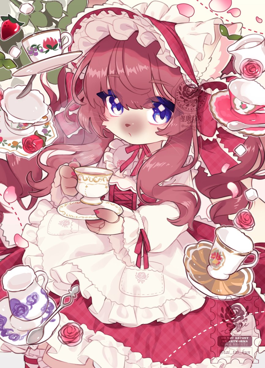 1girl teacup furry cup teapot furry female food  illustration images