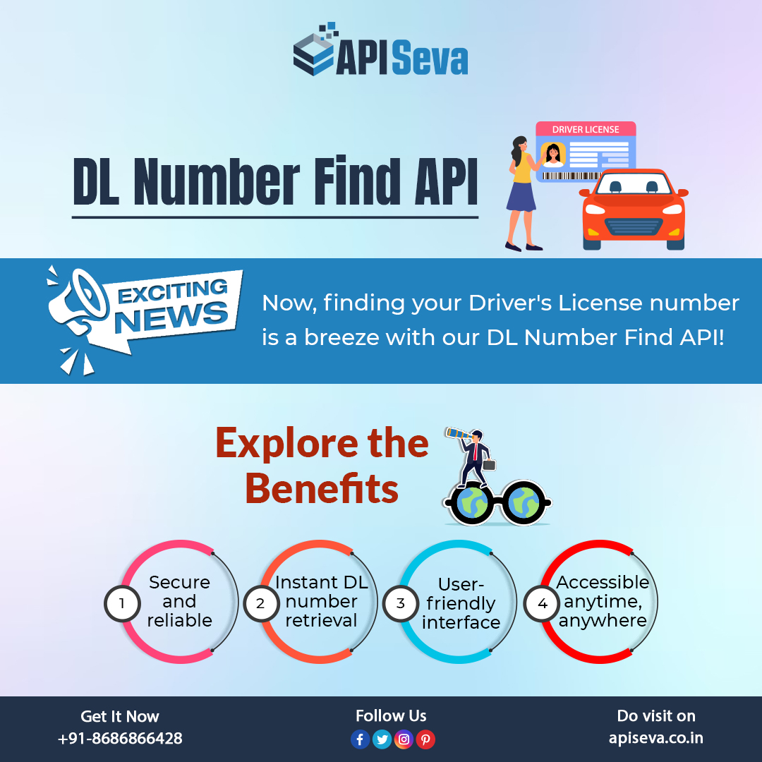 ApiSeva's tweet image. Now you can easily find Driving License numbers with API SEVA cutting-edge DL Number Find API! 🚗💨 and Get real-time information with just a few clicks.
Free Demo Call - 8686866428
Visit Here:- apiseva.co.in/dl-number-find…
#DLNumberFindAPI #DrivingLicenseVerification #APIIntegration