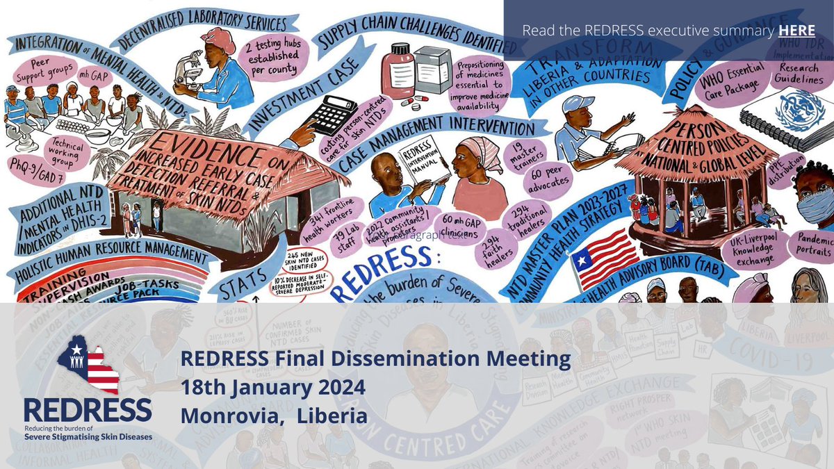 In #Liberia for the REDRESS final dissemination meeting today. Sharing research findings on person-centred care for #skinNTDs. Look out for some engaging resources sharing our key impacts #redressdissemination @NIHRglobal @effecthope @IGHD_QMU @AmericanLeprosy @Anesvad @LSTMnews