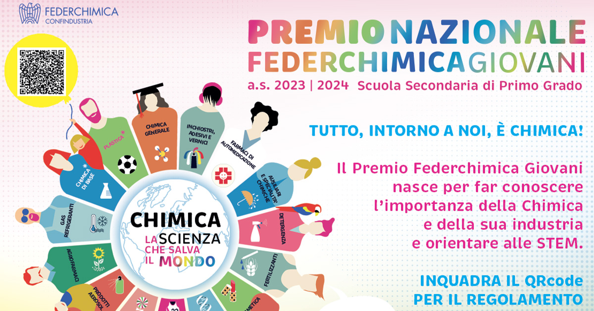 Federchimica lancia un concorso dal titolo “Chimica, la scienza che salva il mondo” per studenti delle scuole secondarie di primo grado e primarie. 
Le opere dovranno essere inviate entro il 30 giugno 2024.
pulitiefelici.it/it/blog/gio-04…