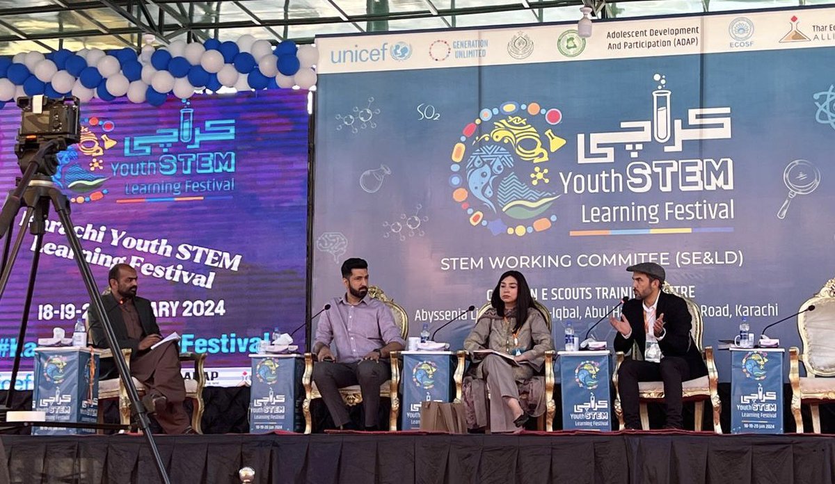 Changovski's tweet photo. Honoured to be on the panel with @MominaKhawar and @rehanshafiq_ on “Equity and Inclusion” in #STEM #ScienceEducation 

#Equity #Inclusion #KarachiScienceFestival https://t.co/K3kkd9OISP