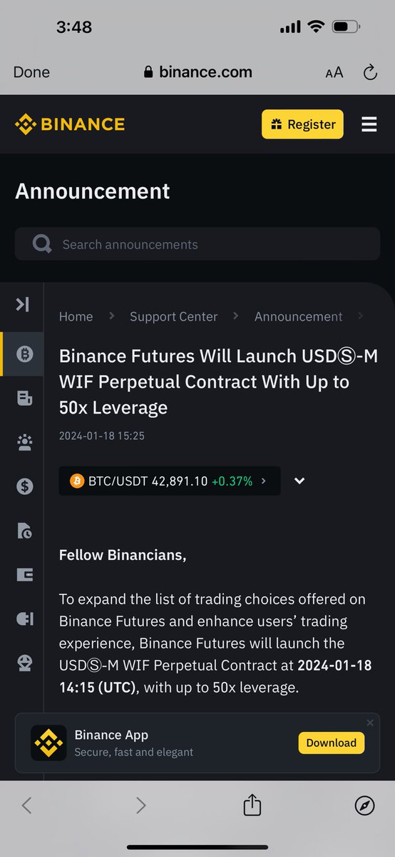 Binance Futures today (6hrs time)

Spot listing within the next week for sure 😎 $WIF <a href="/dogwifcoin/">dogwifcoin</a>