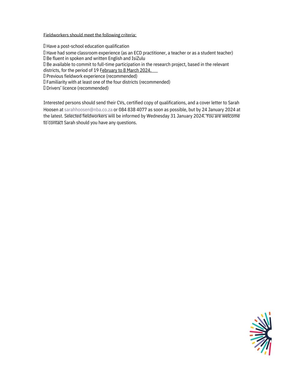 VVOBsouthafrica's tweet photo. 🚀 Exciting Opportunity Alert! 🚀 Join @NBA_SouthAfrica as a Fieldworker for the Funda Udlale Nathi (F.U.N.) project.

💼 Position: Fieldworker
👉 Contribute to a blended learning course
👉 Engage with professional learning communities
👉 Impact education in KwaZulu-Natal 

👇🏽 https://t.co/4rcgdtpQAZ