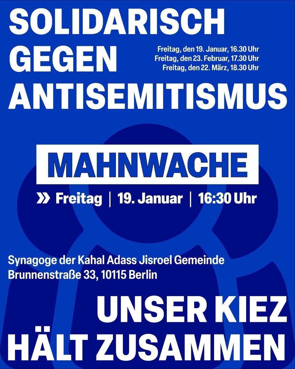 #b1901 Wir bitten Euch, die Mahnwache zu unterstützen. Setzt mit uns ein starkes Zeichen! Gegen jeden #Antisemitismus überall.