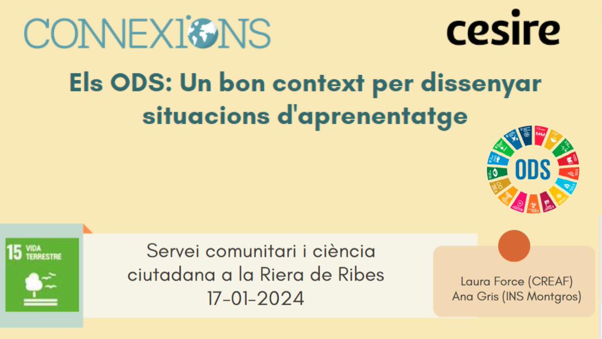 Ja teniu a la vostra disposició el vídeo de la 2a sessió d'"ODS: un bon context per dissenyar situacions d'aprenentatge". L'<a href="/anagris22/">ana gris</a> i en <a href="/GerardGaya/">Gerard Gaya Gas</a> van explicar què és la ciència ciutadana i un exemple d'aquesta iniciativa a <a href="/insmontgros/">Institut Montgròs</a>. 
👉youtube.com/watch?v=huBxPJ…
