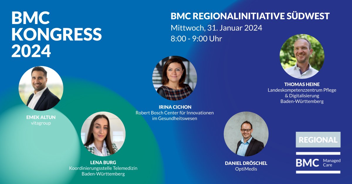 📢 BMC-Kongress 2024 #BMCK24

Digitale #Transformation des Gesundheitswesens im Südwesten – Wo stehen wir und welchen Boost bringt uns das #DigiG in die #Versorgung?

📅 31.01.2024, 8:00 – 9:00 Uhr

🗣️Moderation @Dan_Droe_Health 

Mehr Informationen unter bmckongress.de