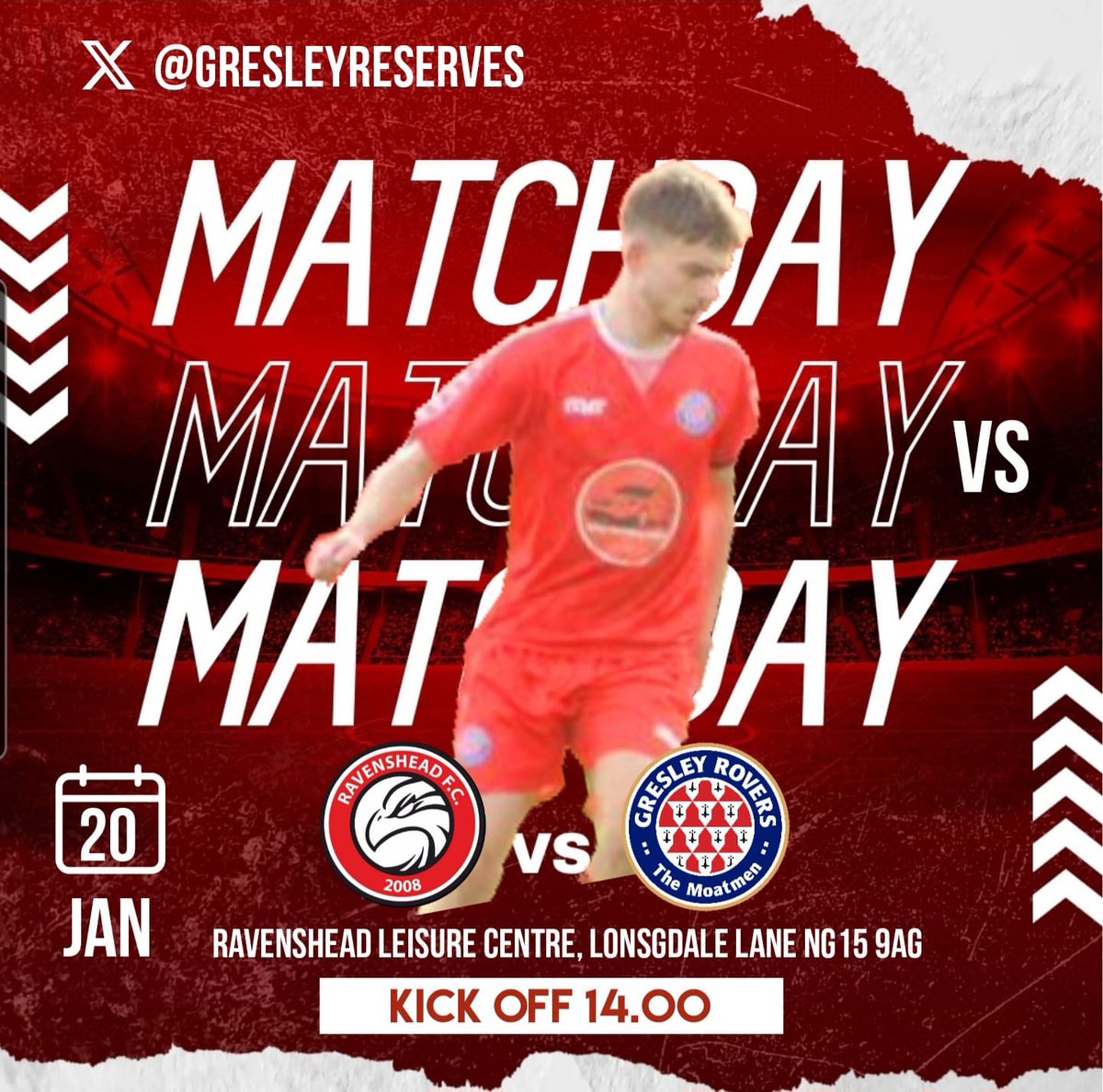 Gresley Rovers Reserves (@gresleyreserves) on Twitter photo Back on the road this Saturday as we travel to face <a href="/RavensheadF/">Ravenshead Football Club</a> in a 14:00 kick off #youngmoatmen 🔴⚪️🔴 Back on the road this Saturday as we travel to face <a href="/RavensheadF/">Ravenshead Football Club</a> in a 14:00 kick off #youngmoatmen 🔴⚪️🔴