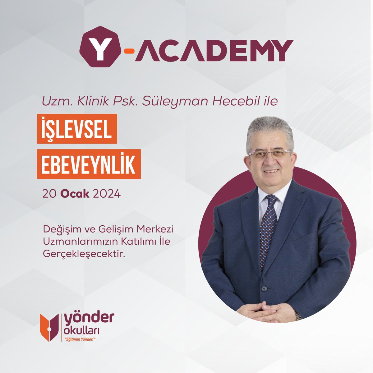 yonderokullari's tweet image. Y-Academy Programı kapsamında Uzm. Klinik Psk. Süleyman HECEBİL, ‘‘İşlevsel Ebeveynlik’’ konusu ile Değişim ve Gelişim Merkezi uzmanlarımızla bir araya geliyor.

#YönderOkulları #EğitiminYönderi #YAcademy #DeğişimveGelişimMerkezi
