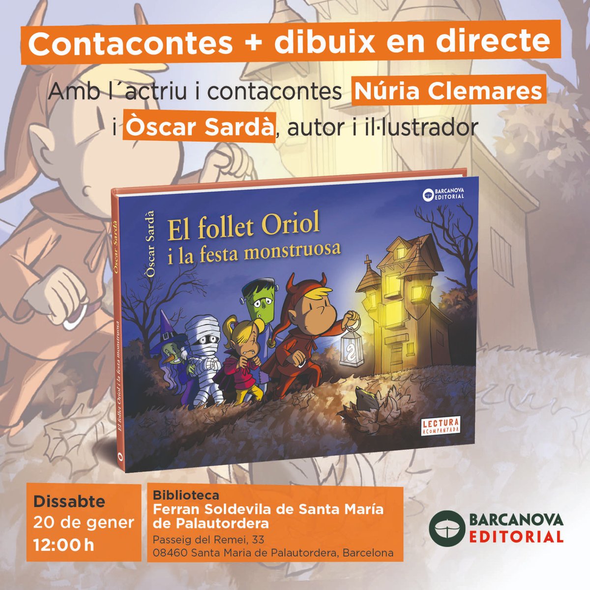 Dissabte a les 12h, l'@artoscarsarda i la @NClemares visitaran la biblioteca📚 de Santa Maria de Palautordera per fer que els petits coneguin l'última aventura del nostre follet preferit! Us hi esperem✨!