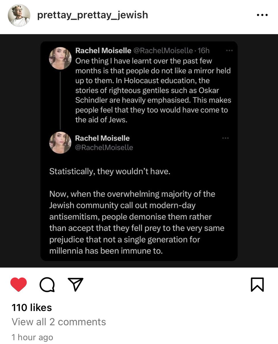 One of my favourite Insta pages posted me ❤️‍🩹

I felt a duty to post about antisemitism upon seeing the staggering hatred, disinformation, & tokenisation of Jews. Particularly in Ireland.

No regrets: the abuse is outshone by countless messages I’ve received from Jews thanking me.