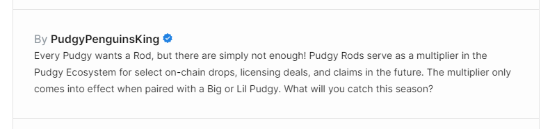 8,888 <a href="/pudgypenguins/">Pudgy Penguins</a>
21,500 <a href="/LilPudgys/">Lil Pudgys</a>
7,394 Pudgy Rods

hmmm owl finds that interesting