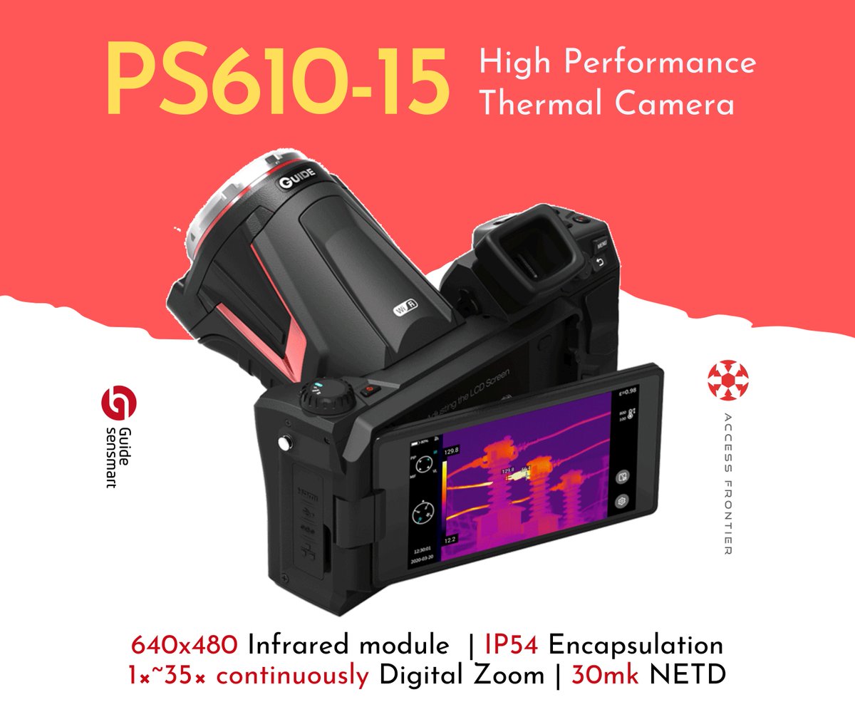 AccessFrontier's tweet image. PS610-15
High Performance Thermal Camera

The Guide PS Series high-performance thermal camera is designed to make the inspection, maintenance and troubleshooting work easier, faster and more accurate. 
#GuideSensmart #ps610-15 #thermalcamera