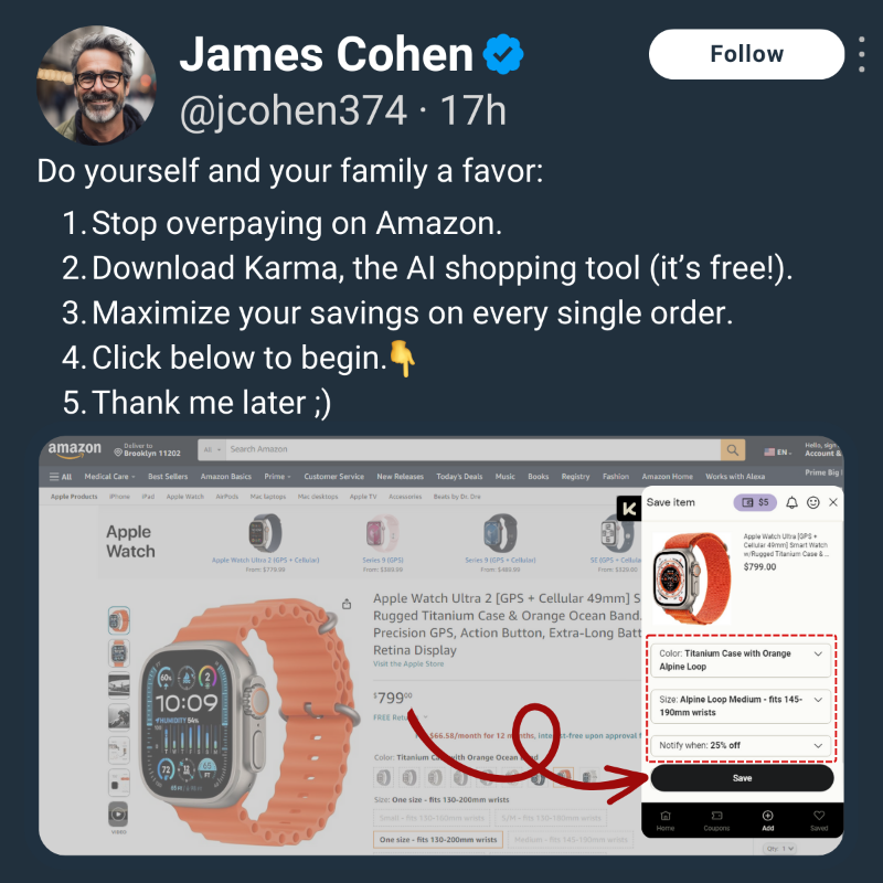 karma_shopping's tweet photo. Don't overpay on Amazon ever again! This Amazon shopping hack is like Prime Day on steroids.