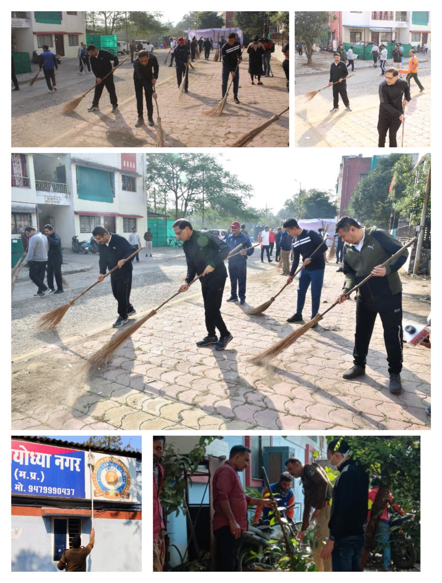 विशेष सफाई अभियान के तहत @DGP_MP सर श्री सुधीर सक्सेना व पुलिस आयुक्त श्री @hariips द्वारा पुलिस लाइन, नेहरू नगर में झाड़ू लगाकर सफाई की गई l साथ ही शहर के थानों में सफाई हेतु विशेष अभियान चलाया गया ।